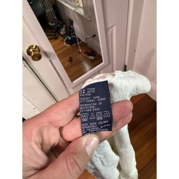 Y2K Tommy Hilfiger Spell Out Shirt Heather Gray Embroidered Vintage Mens Medium - Picture 8 of 8